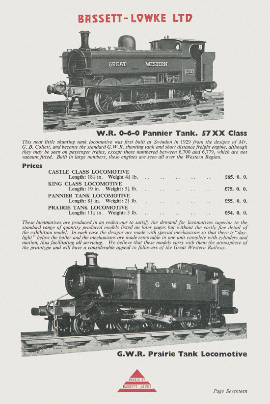 Bassett-Lowke Model Railway and Engineering catalogue 1959