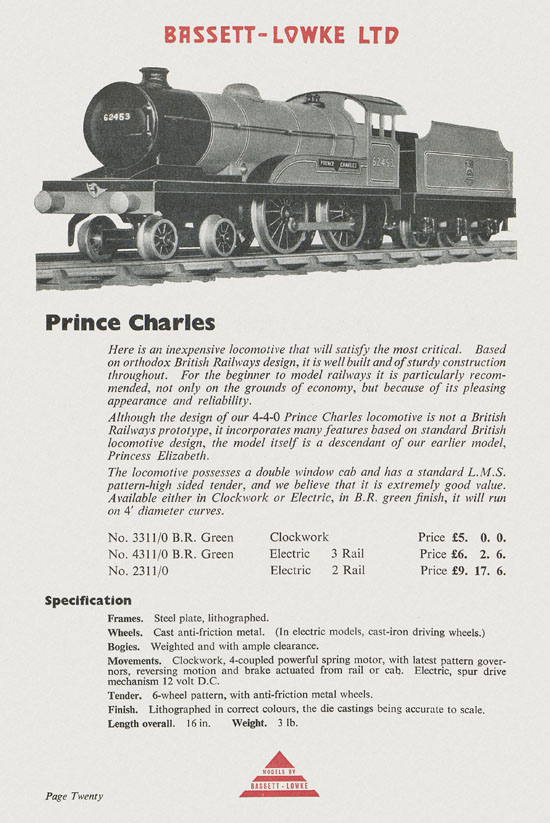 Bassett-Lowke Model Railway and Engineering catalogue 1959