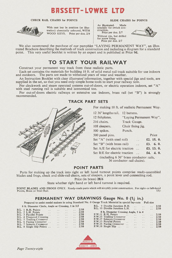 Bassett-Lowke Model Railway and Engineering catalogue 1959