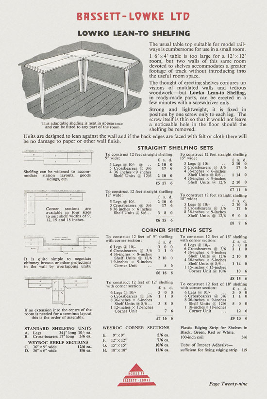 Bassett-Lowke Model Railway and Engineering catalogue 1959