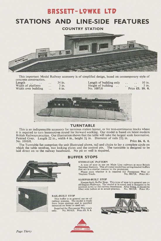 Bassett-Lowke Model Railway and Engineering catalogue 1959