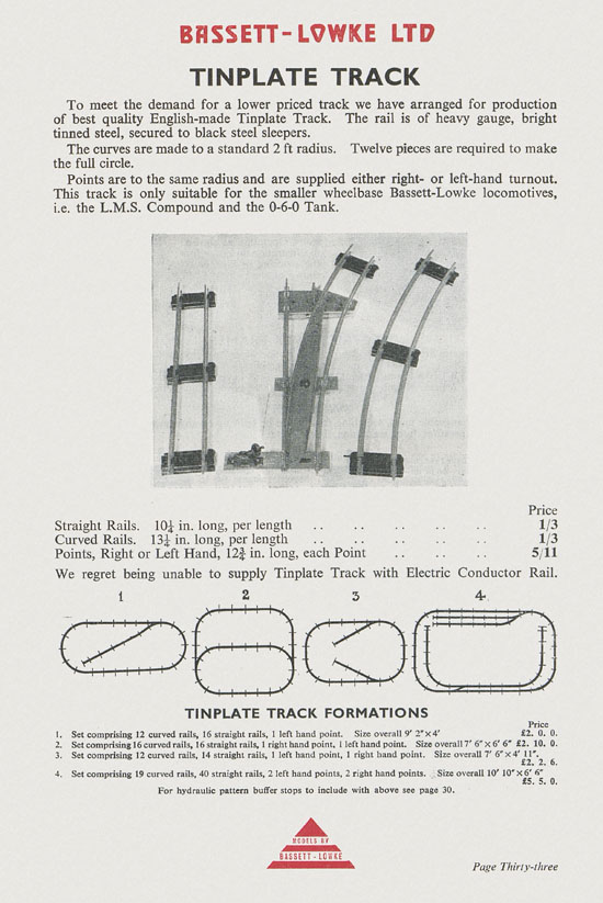 Bassett-Lowke Model Railway and Engineering catalogue 1959