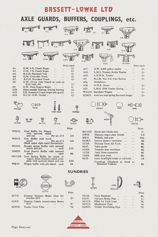 Bassett-Lowke Model Railway and Engineering catalogue 1959