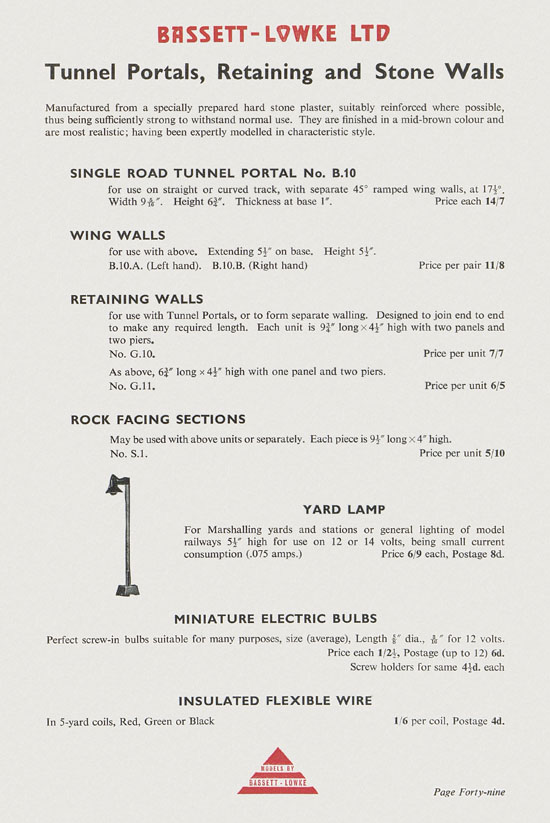 Bassett-Lowke Model Railway and Engineering catalogue 1959