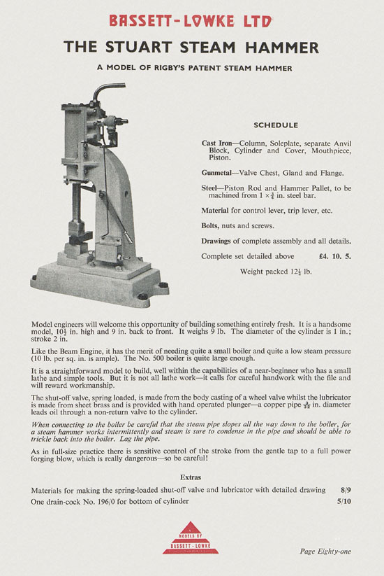 Bassett-Lowke Model Railway and Engineering catalogue 1959