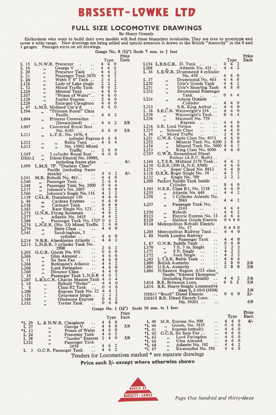 Bassett-Lowke catalogue 1960