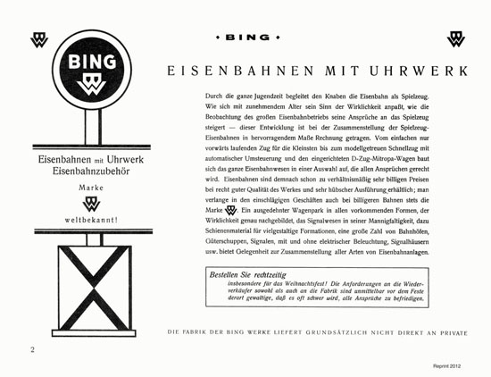 Bing Spielwaren-Katalog 1929