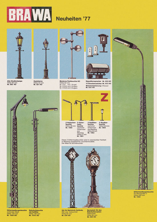 Brawa Prospekt Modellbahnzubehör 1977