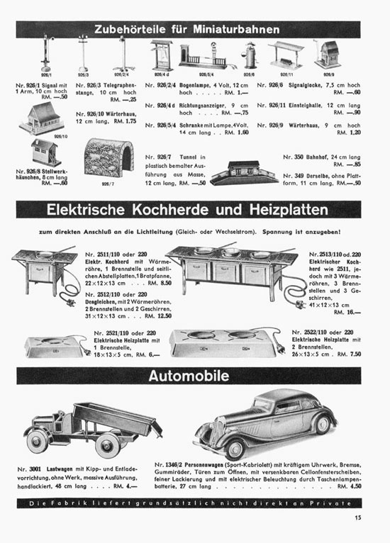 Karl Bub Spielwarenfabrik Nürnberg Katalog 1939