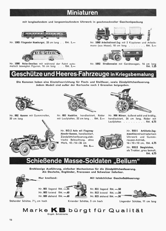 Karl Bub Spielwarenfabrik Nürnberg Katalog 1939