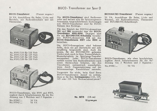 BUCO Spur 0 Katalog 1956-1957