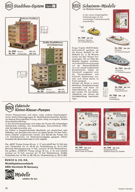 Busch Modellbahn-Zubehör Katalog 1969-1970