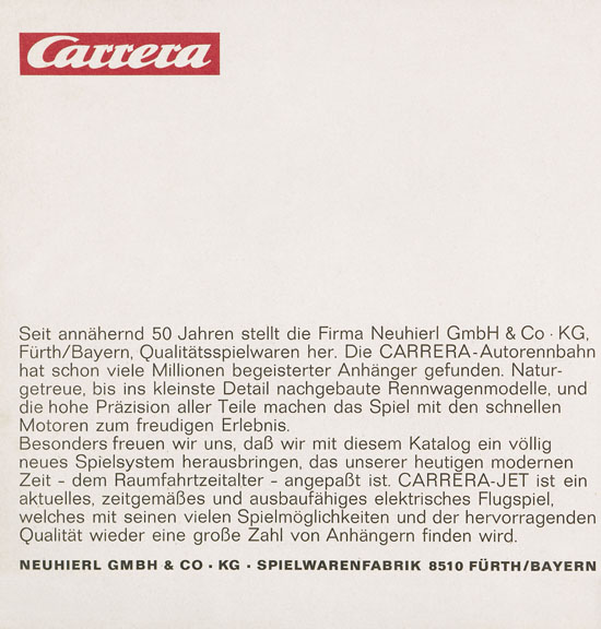 Carrera Katalog 1969-1970