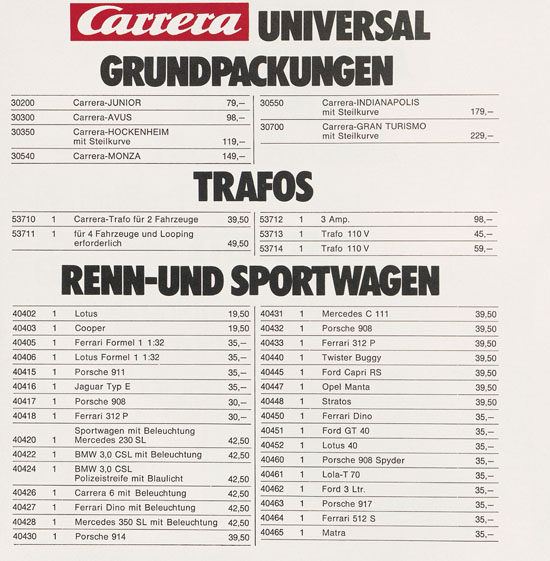 Carrera Katalog 1974-1975