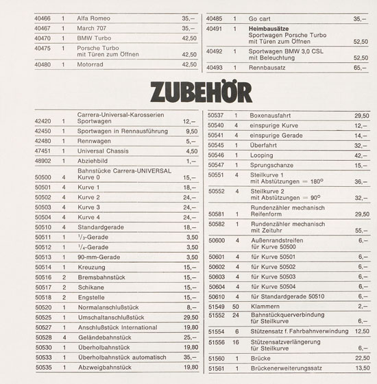 Carrera Katalog 1974-1975