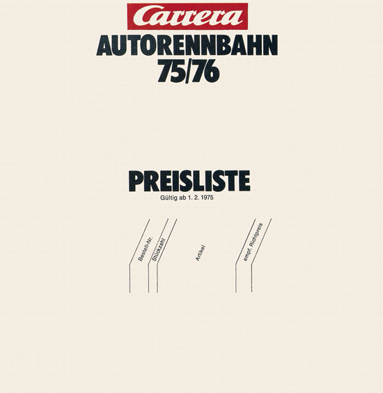 Carrera Autorennbahn Katalog 1975-1976