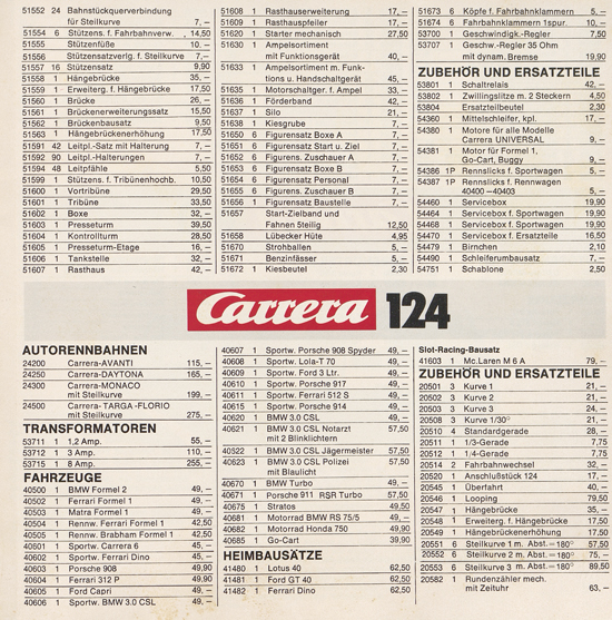 Carrera Autorennbahn Katalog 1976-1977