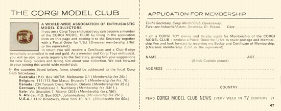 Seite 47 Corgi Toys catalog 1966