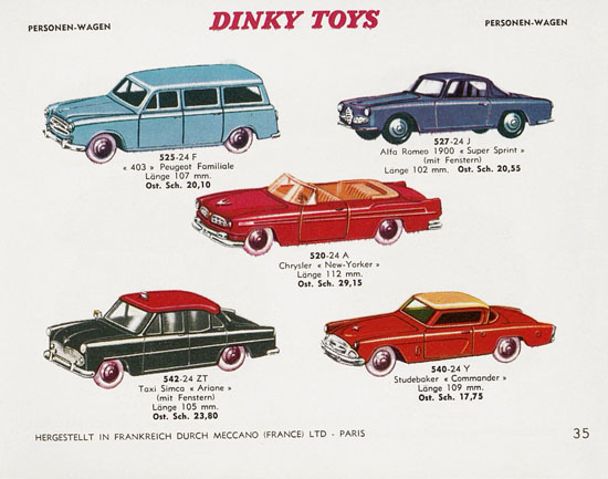 Dinky Toys Katalog Austria ca. 1960