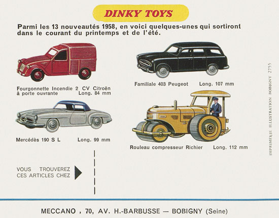 Dinky Toys catalogue 1958