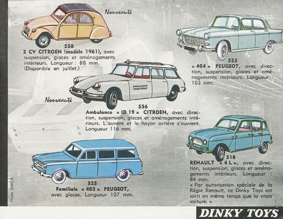 Dinky Toys et Dinky Supertoys catalogue 1962