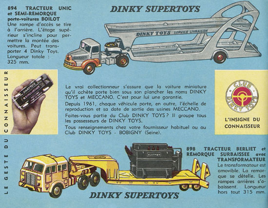 Dinky Toys et Dinky Supertoys catalogue 1962