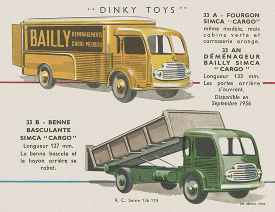 Dinky Toys catalogue Avril 1956