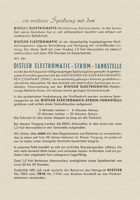 Distler Electromatic Strom-Tankstelle 1956