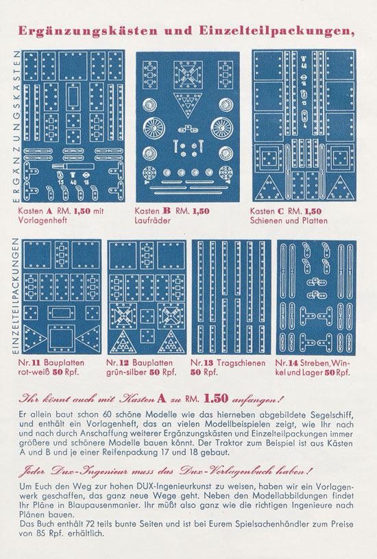 DUX Modellbau Katalog 1939