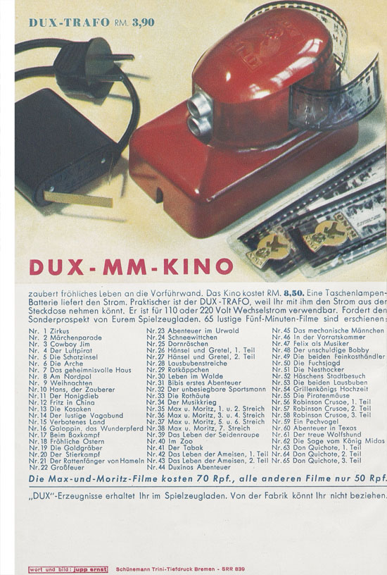 DUX Modellbau Katalog 1939