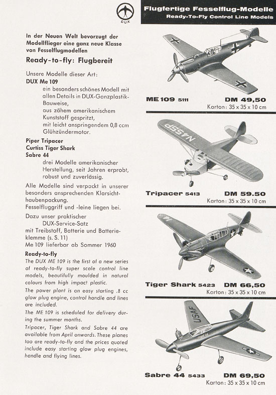 DUX Modellbau Flugmodelle Katalog 1960