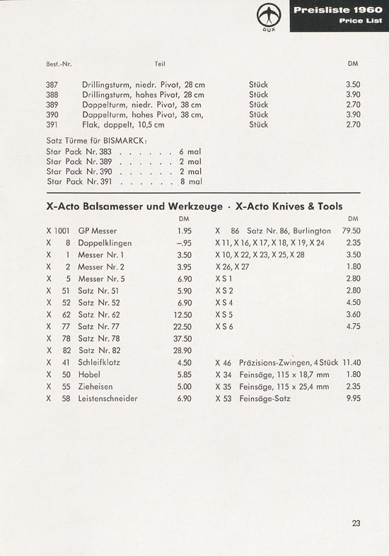 DUX Modellbau Flugmodelle Katalog 1960