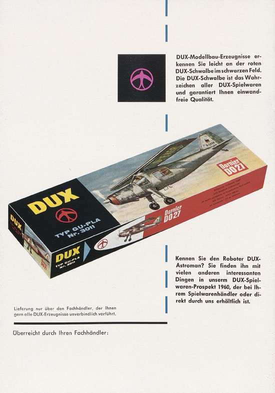 DUX Modellbau Flugmodelle Katalog 1960