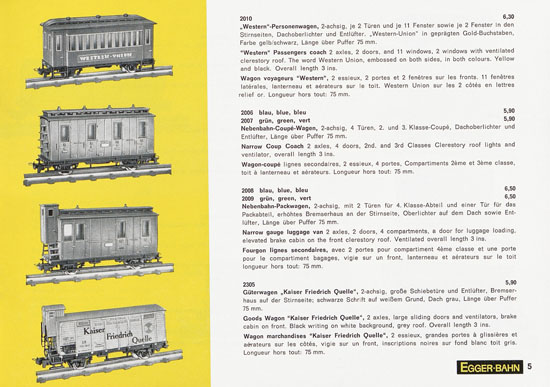 Egger-Bahn Neuheiten 1966