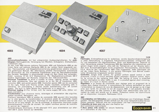 Egger-Bahn Neuheiten 1966