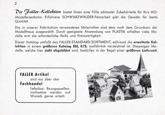 Faller Katalog Standard-Sortiment 1955