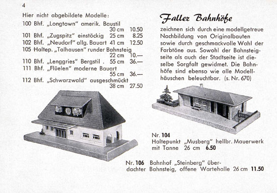 Faller Katalog Standard-Sortiment 1955