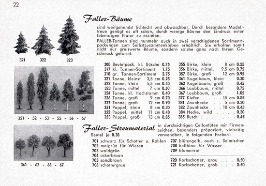 Faller Katalog Standard-Sortiment 1955