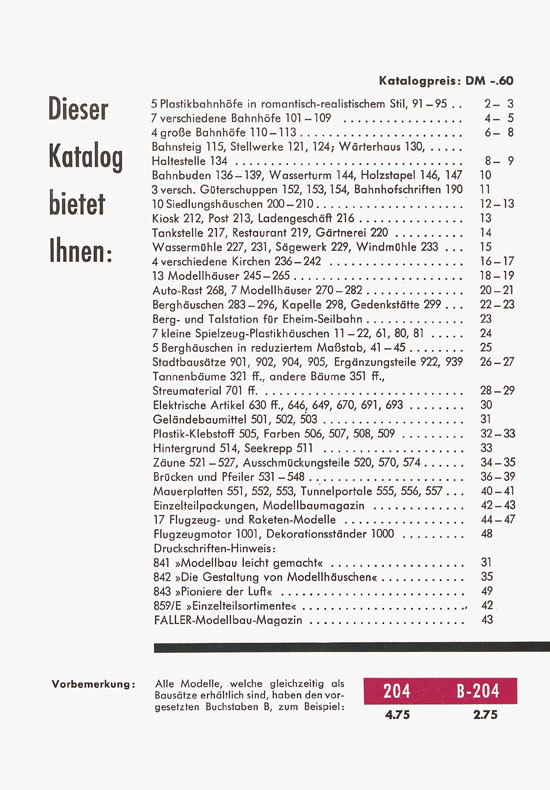 Faller Katalog 1959