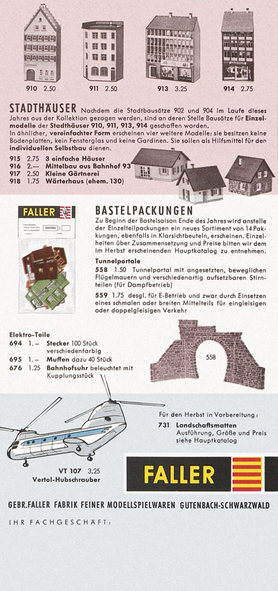 Faller Neuheiten-Katalog 1961