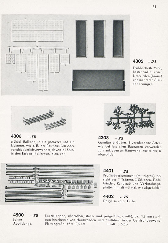 Faller Einzelteilsortimente E 859 1959