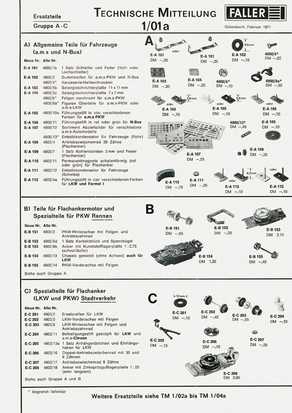 Faller Technische Mitteilung Nr. 1/01a