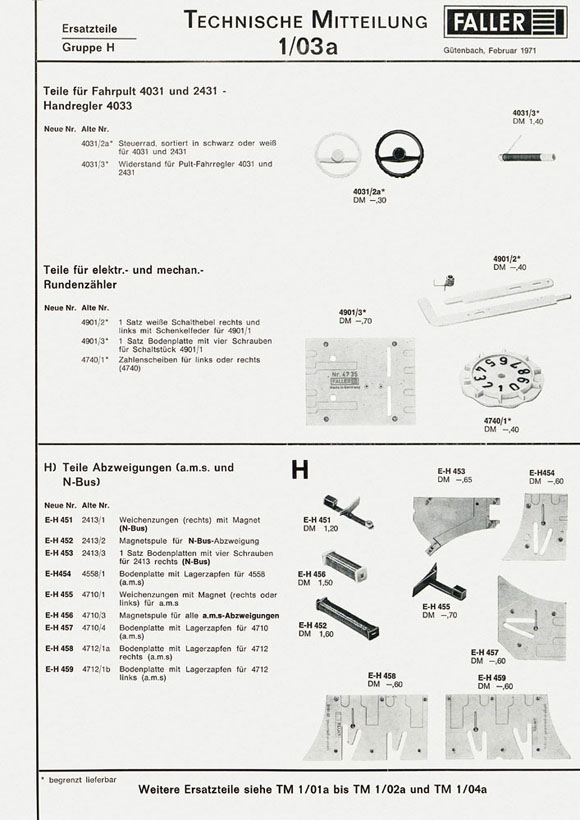 Faller Technische Mitteilung Nr. 1/03a