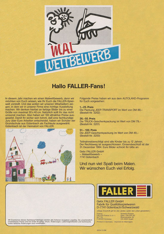 Faller Spielzeug-Katalog 1984-1985