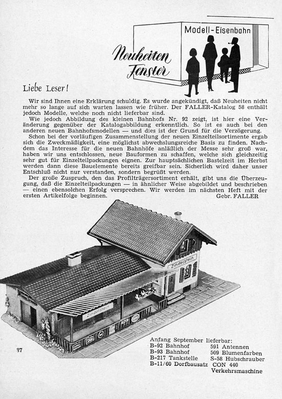 Faller-Magazin Nr. 6 August 1958