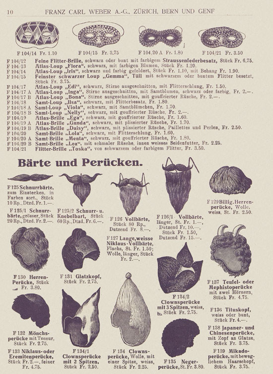 Franz Carl Weber Katalog Fastnacht 1926