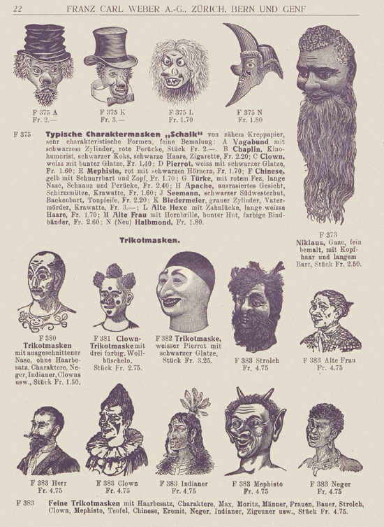 Franz Carl Weber Katalog Fastnacht 1926