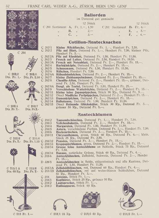 Franz Carl Weber Katalog Fastnacht 1926