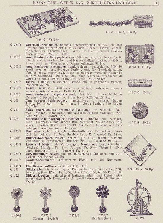 Franz Carl Weber Katalog Fastnacht 1926