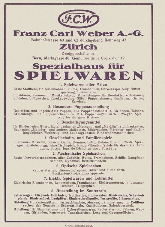 Franz Carl Weber Katalog Fastnacht 1926